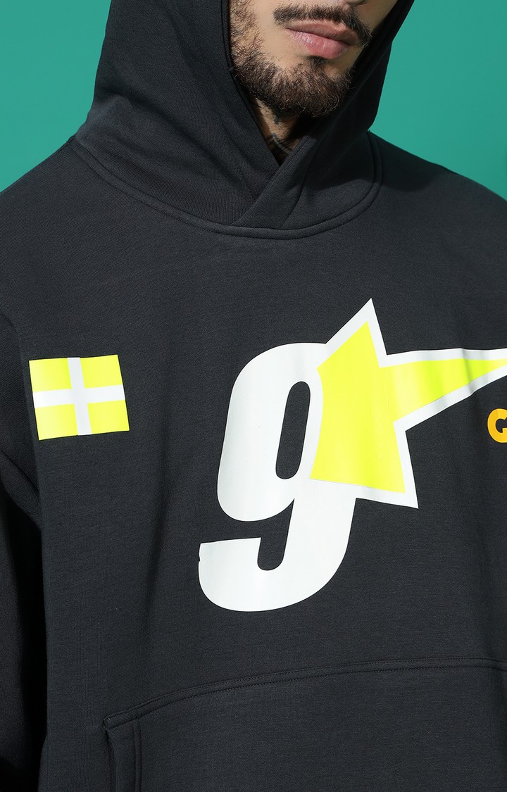 Men's 9 Star Oversized Charcoal Hoodie