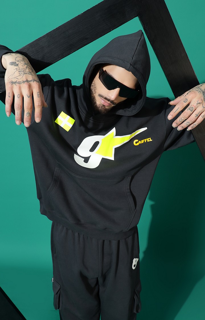 Men's 9 Star Oversized Charcoal Hoodie