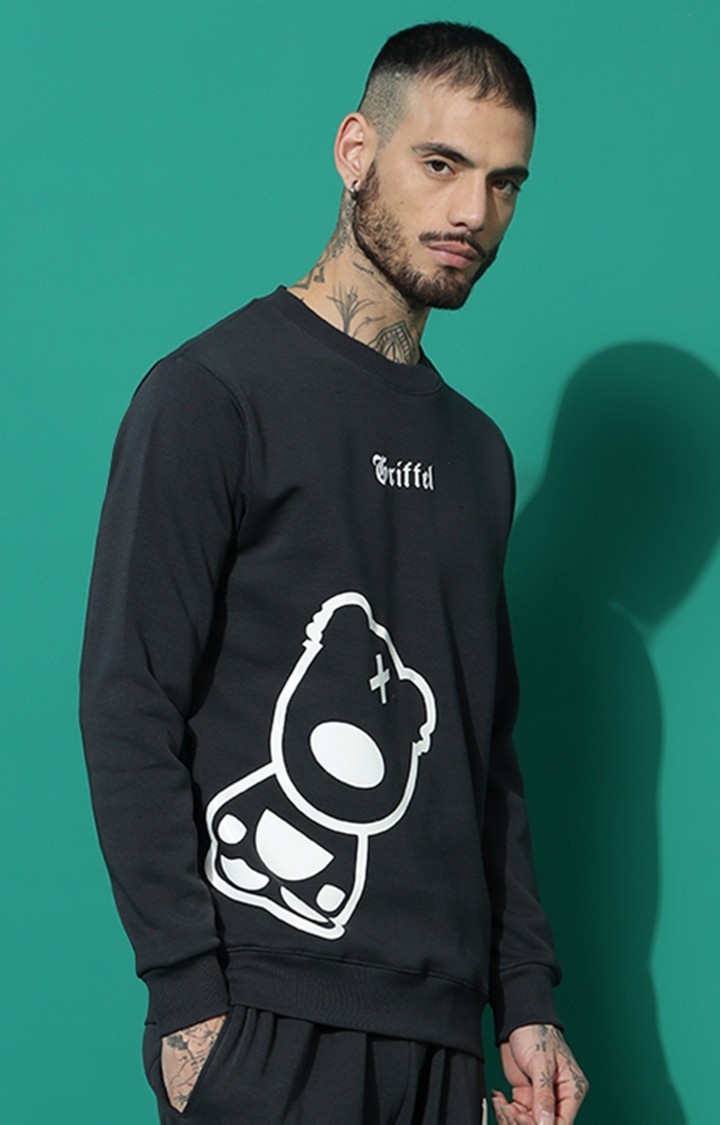 Men's TEDDY Regular Fit Charcoal White Sweatshirt