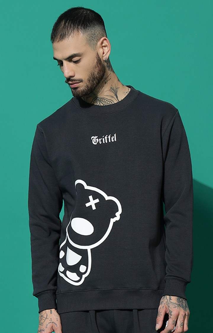 Men's TEDDY Regular Fit Charcoal White Sweatshirt