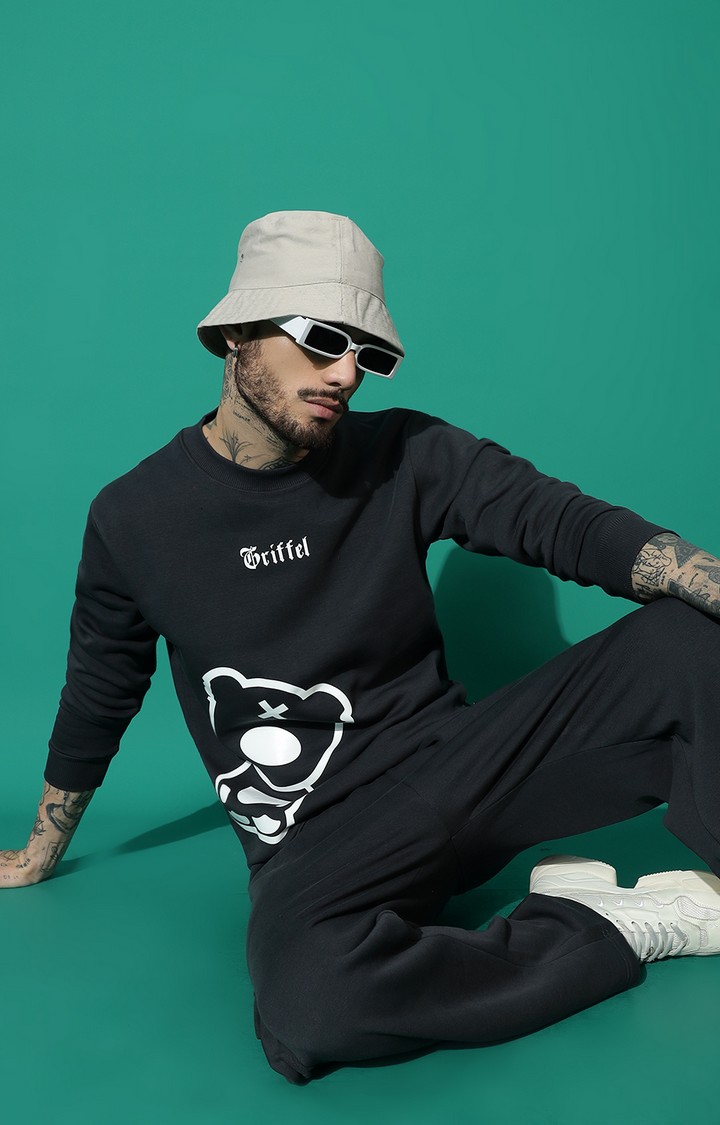 Men's TEDDY Regular Fit Charcoal White Sweatshirt