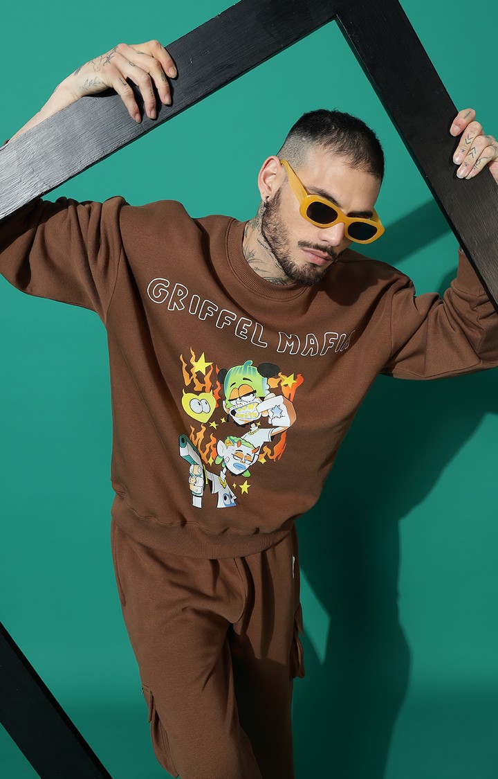 Men's GRIFFEL MAFIA Oversized Coffee Sweatshirt