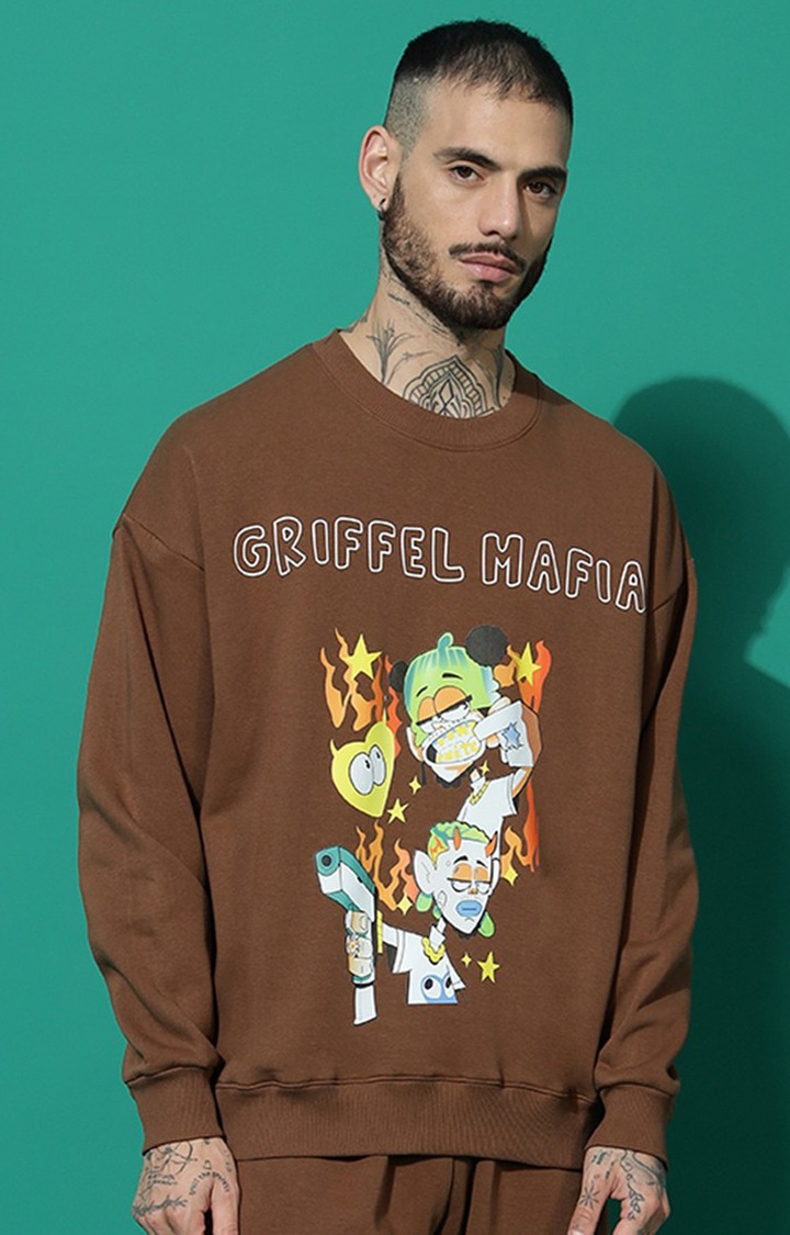 Men's GRIFFEL MAFIA Oversized Coffee Sweatshirt