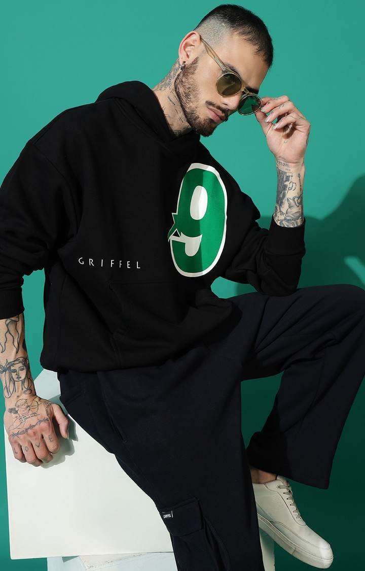 Men's 9 Oversized Black Hoodie