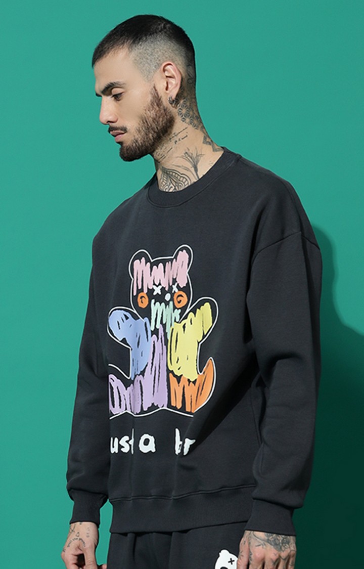 Men's JUST A BEAR Oversized Charcoal Sweatshirt
