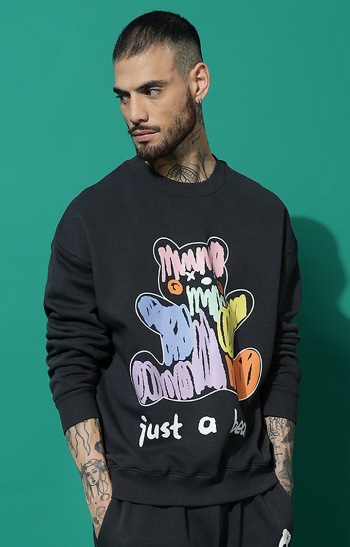 Men's JUST A BEAR Oversized Charcoal Sweatshirt