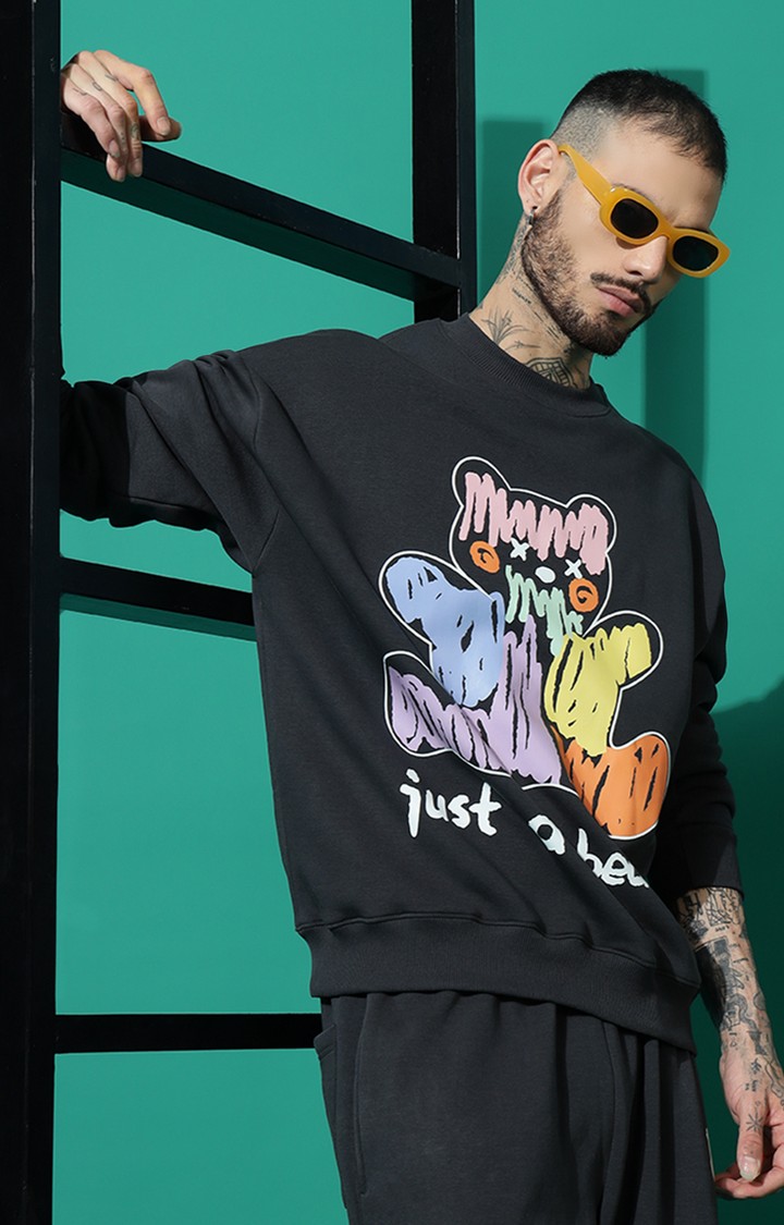 Men's JUST A BEAR Oversized Charcoal Sweatshirt