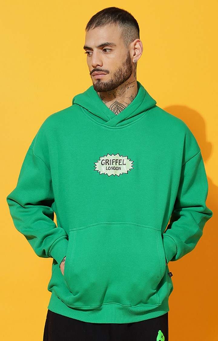 Men's PICANTE GREEN Oversized Green Hoodie