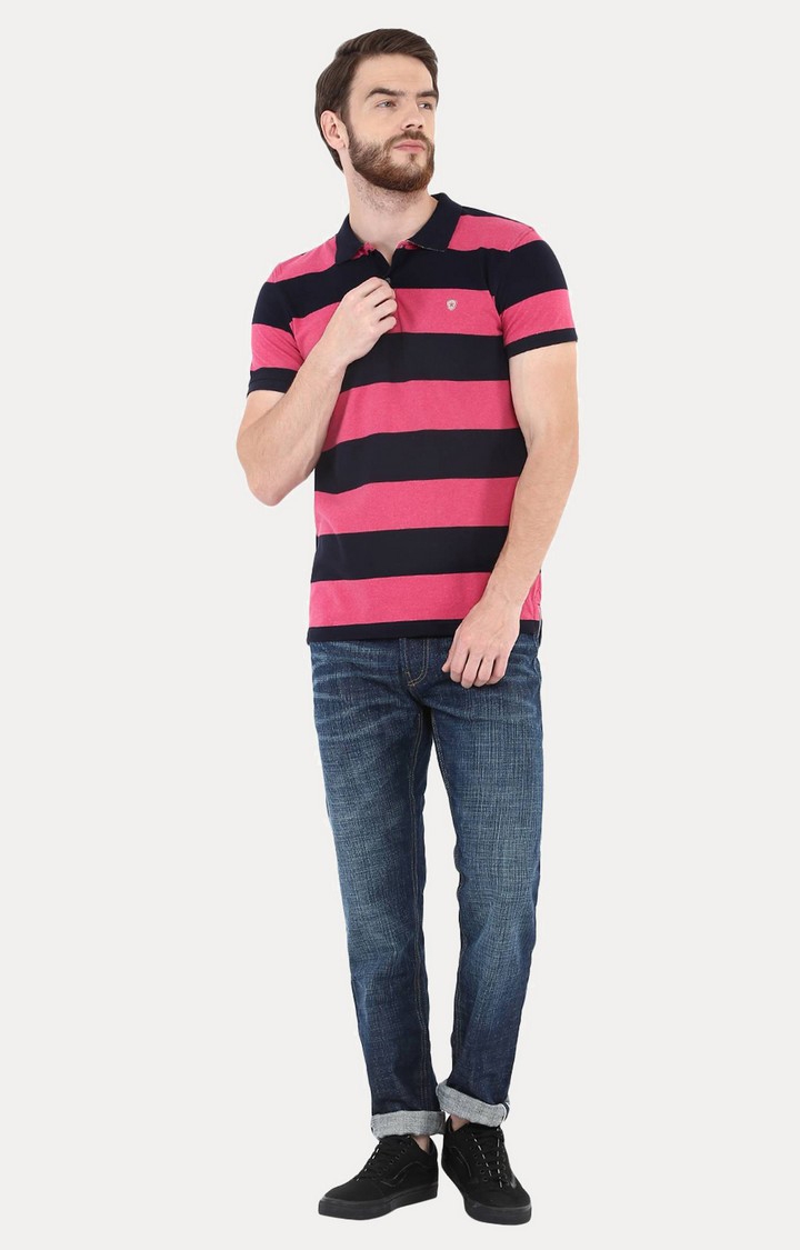celio | Men's Pink Striped Polos 1