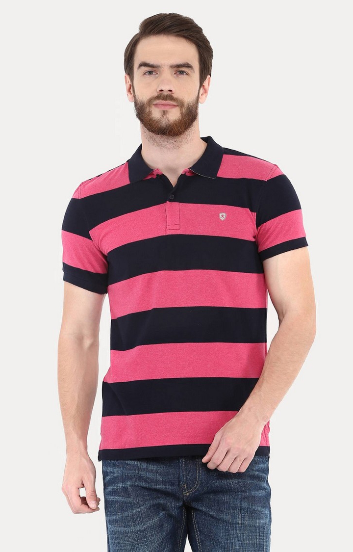 celio | Men's Pink Striped Polos 0