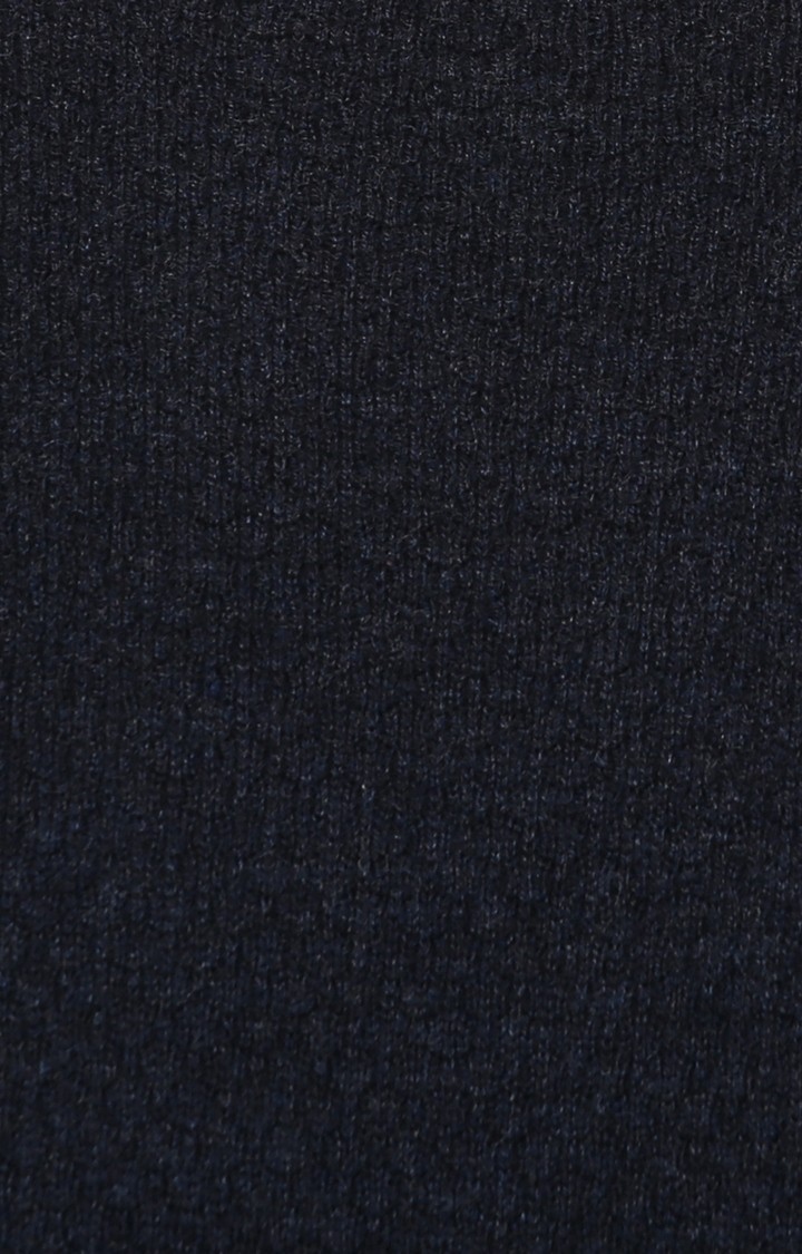 Men's Blue Solid Sweaters