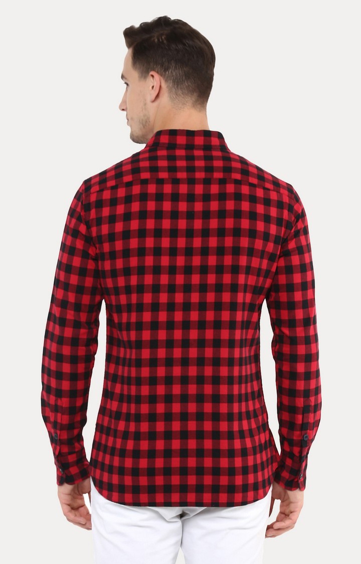 celio | Men's Red Checked Casual Shirts 3
