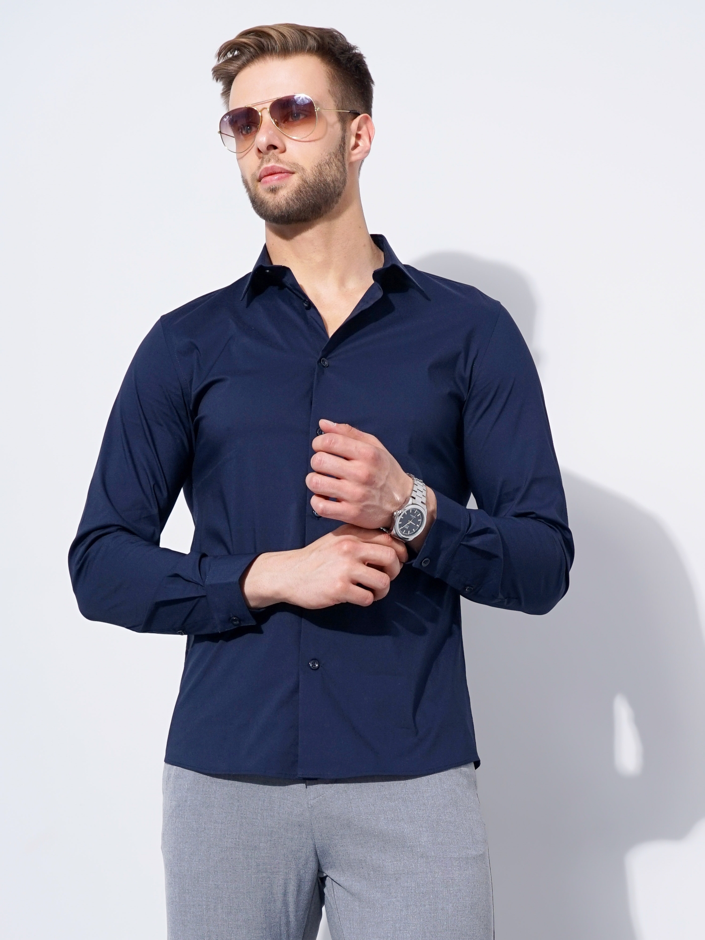 celio | Men's Blue Solid Formal Shirts
