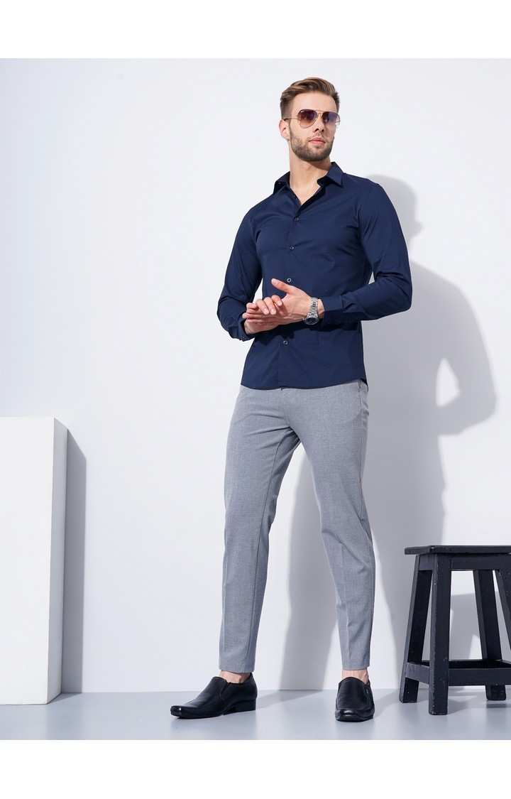 Men's Blue Solid Formal Shirts