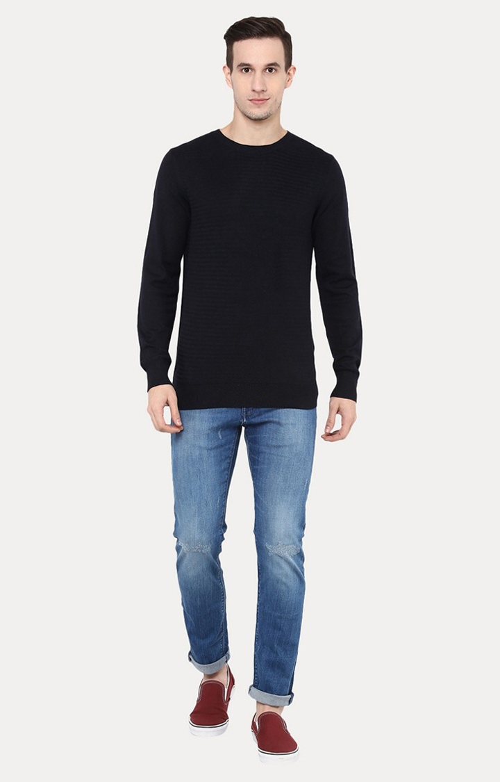 celio | Men's Blue Solid Sweaters 1
