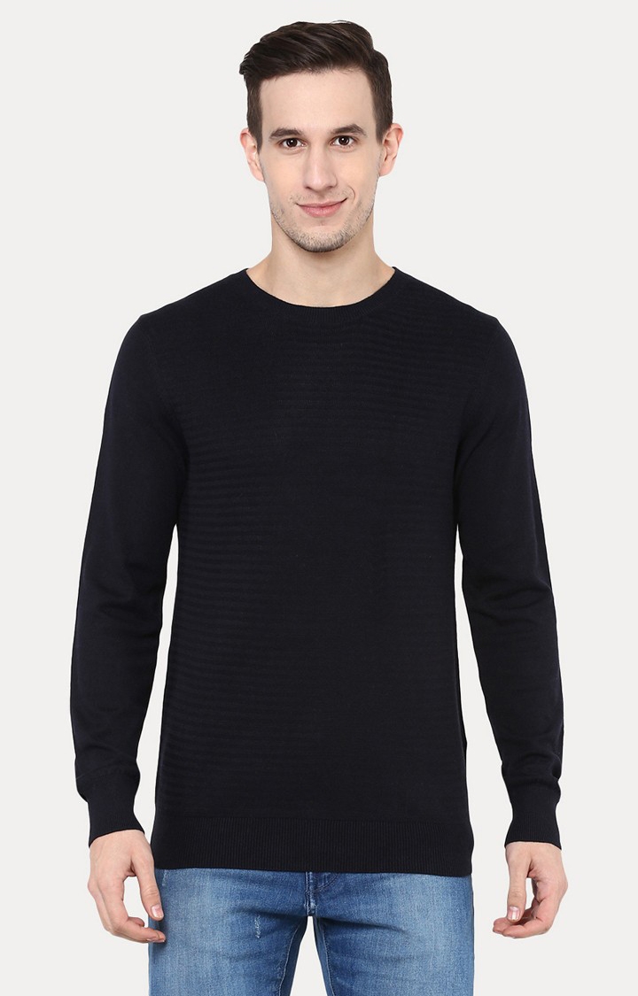 celio | Men's Blue Solid Sweaters 0