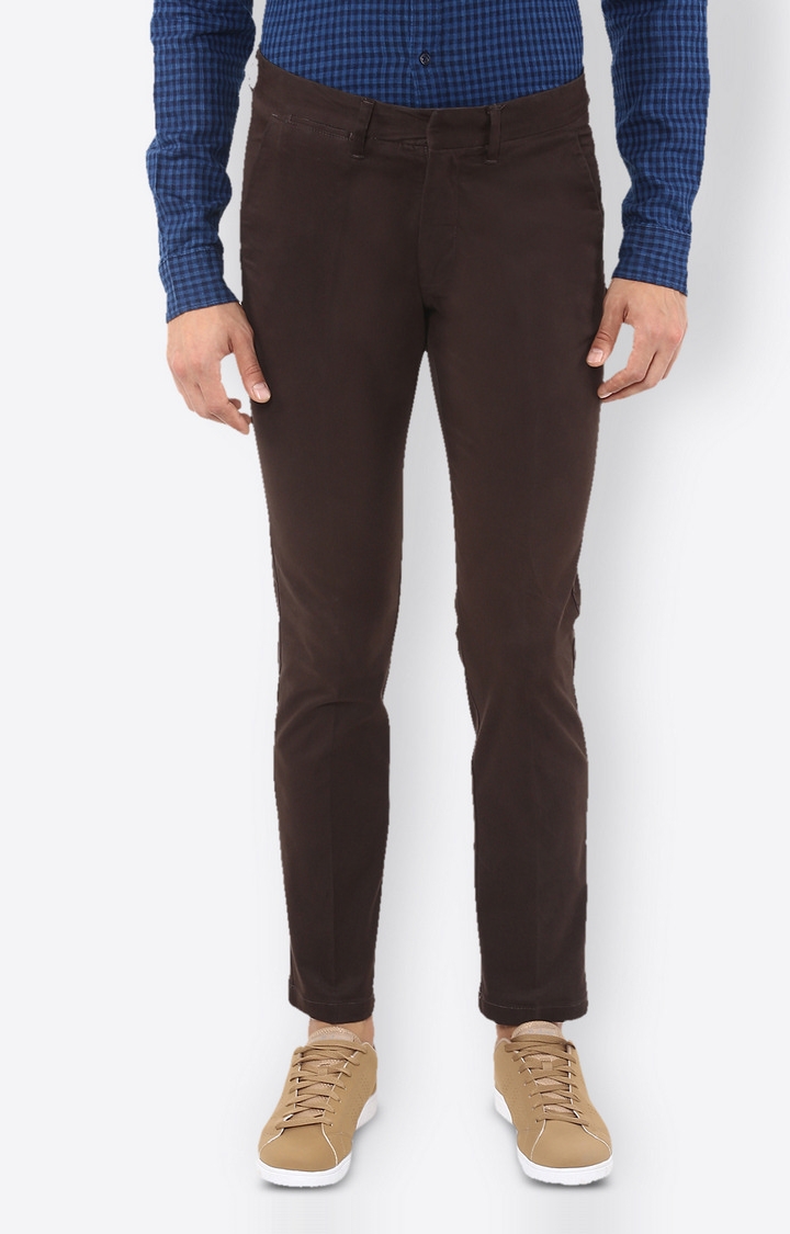celio | Men's Brown Cotton Solid Straight Jeans 0