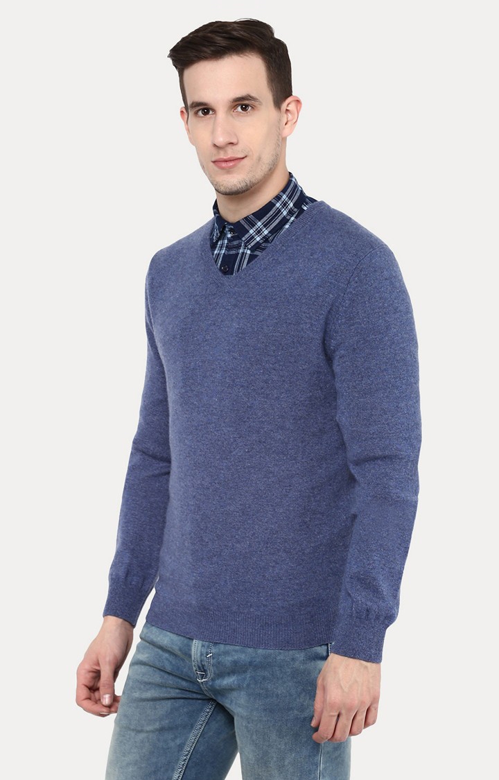 celio | Men's Blue Melange Sweaters 2