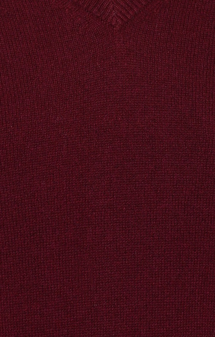 Men's Red Solid Sweaters