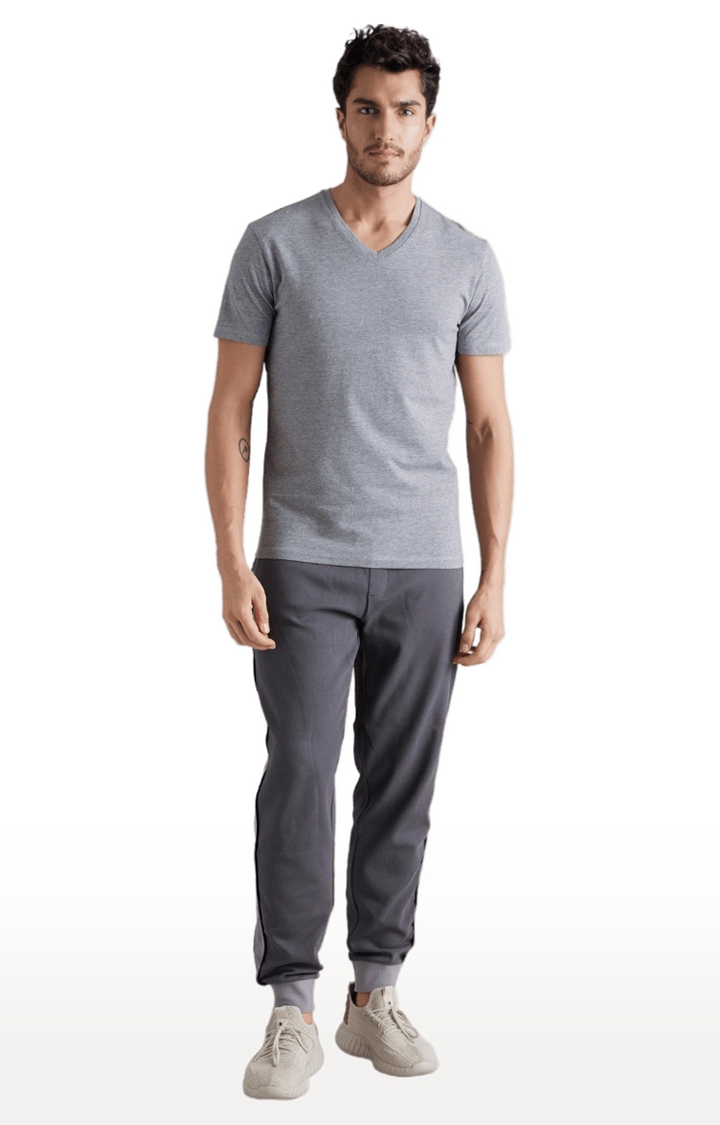 celio | Men's Grey Solid Regular T-Shirts