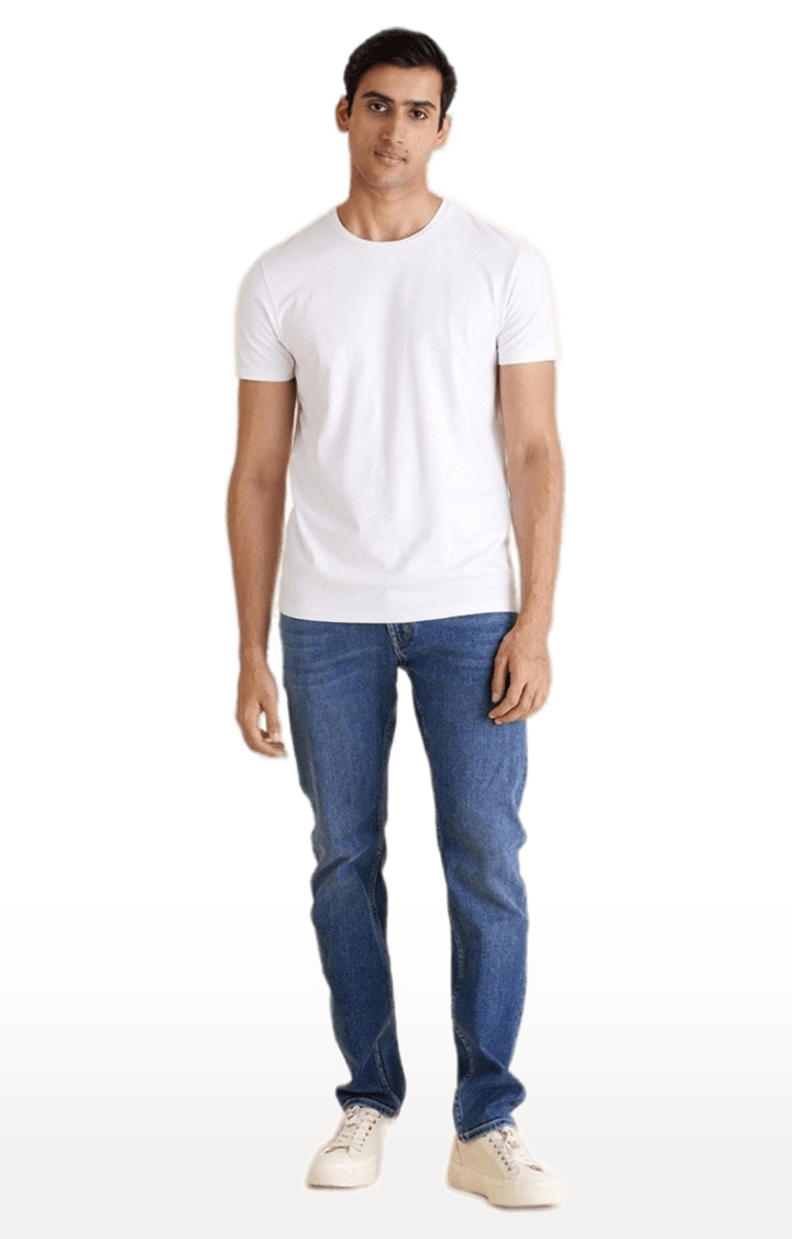 celio | Men's White Solid Regular T-Shirts 1