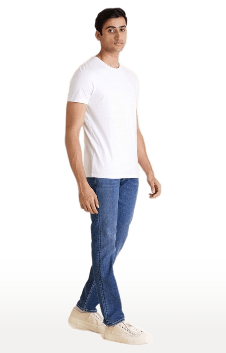 celio | Men's White Solid Regular T-Shirts 2