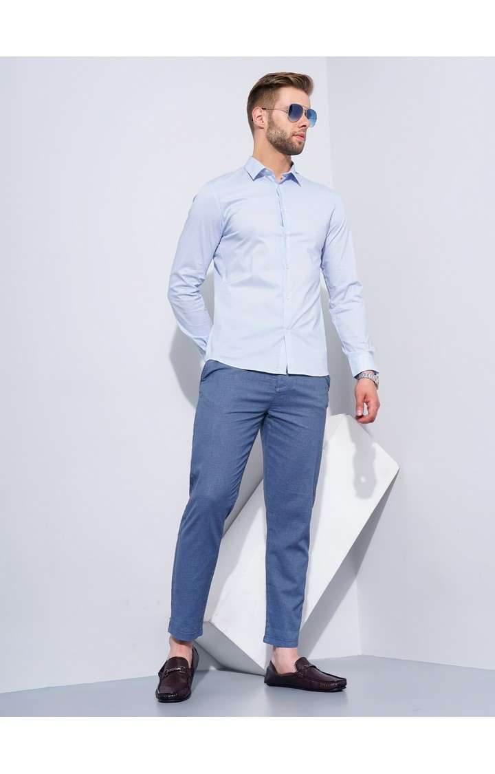 Men's Blue Solid Formal Shirts