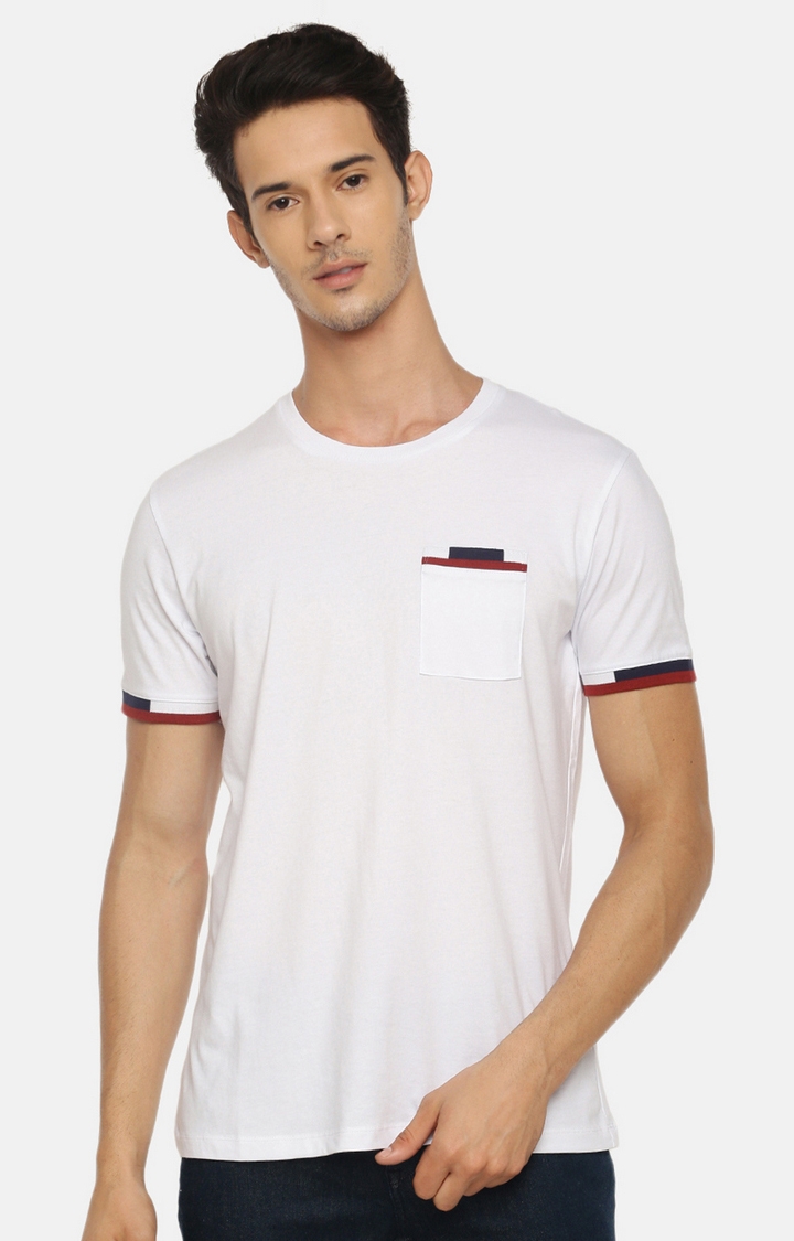 celio | Men's White Solid Regular T-Shirts 0