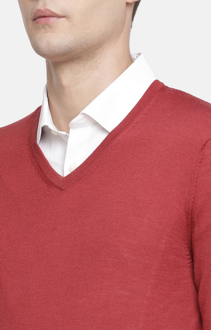 celio | Men's Red Solid Sweaters 4