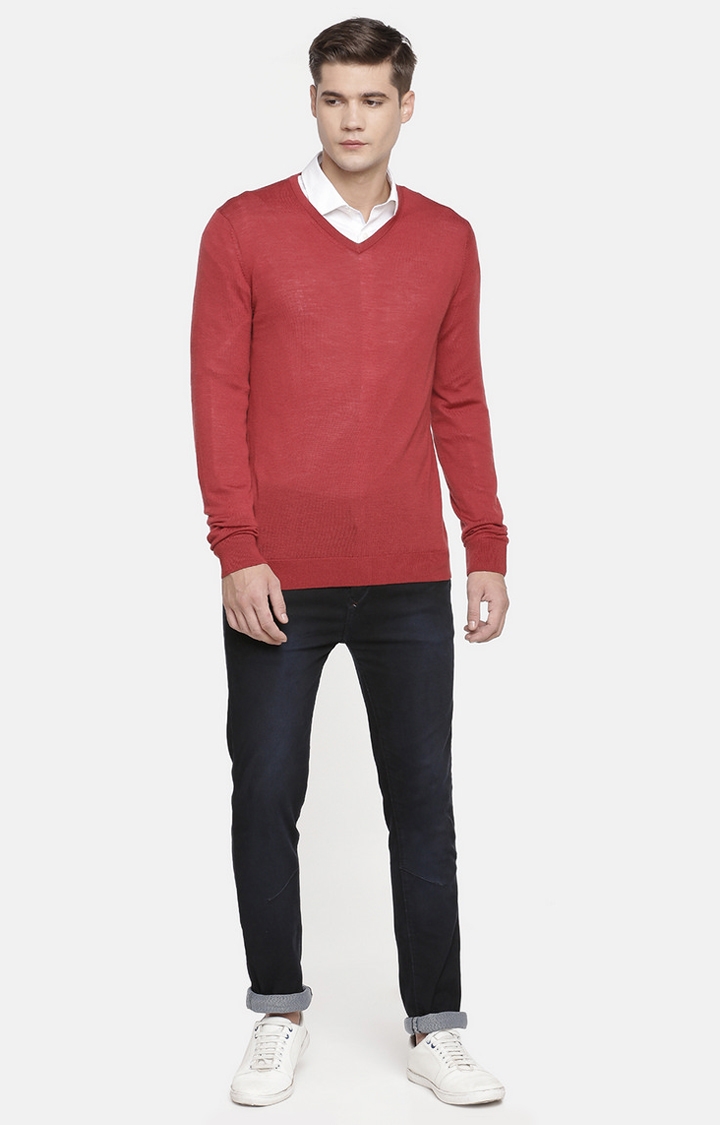 celio | Men's Red Solid Sweaters 1