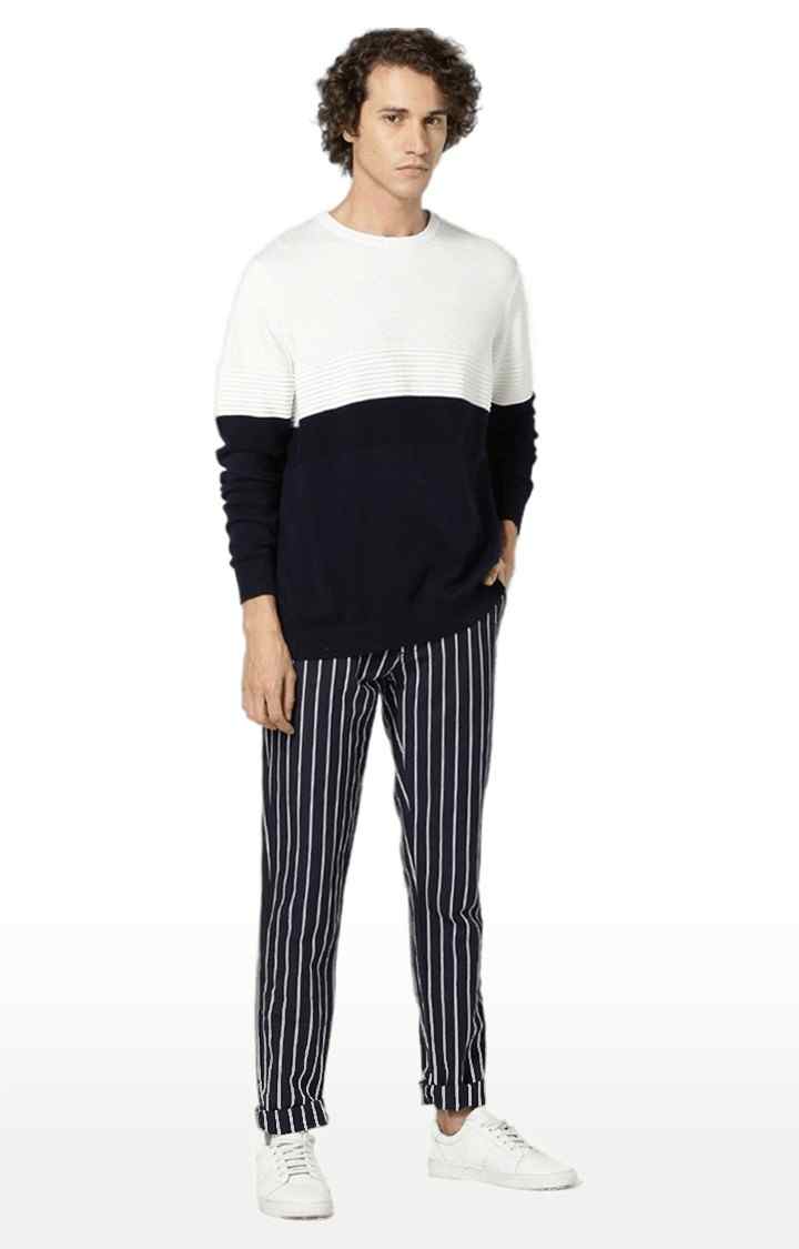 Men's Blue Colourblock Sweaters