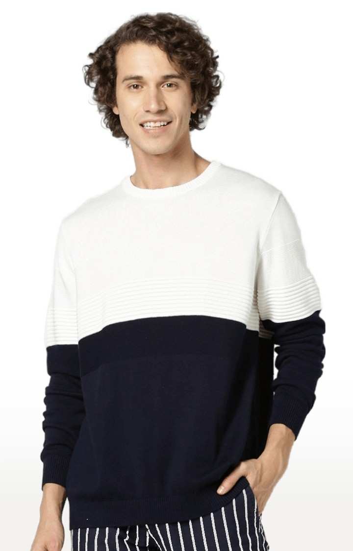 Men's Blue Colourblock Sweaters