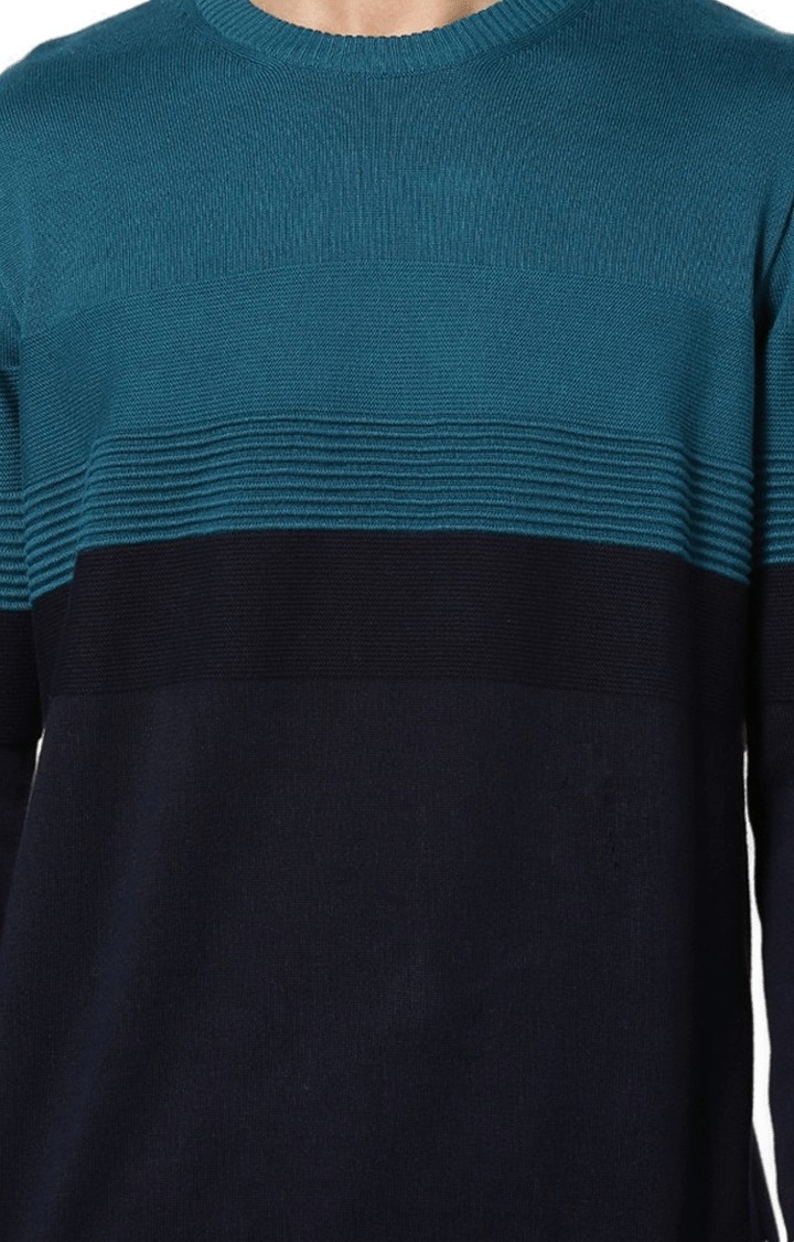 Men's Blue Colourblock Sweaters