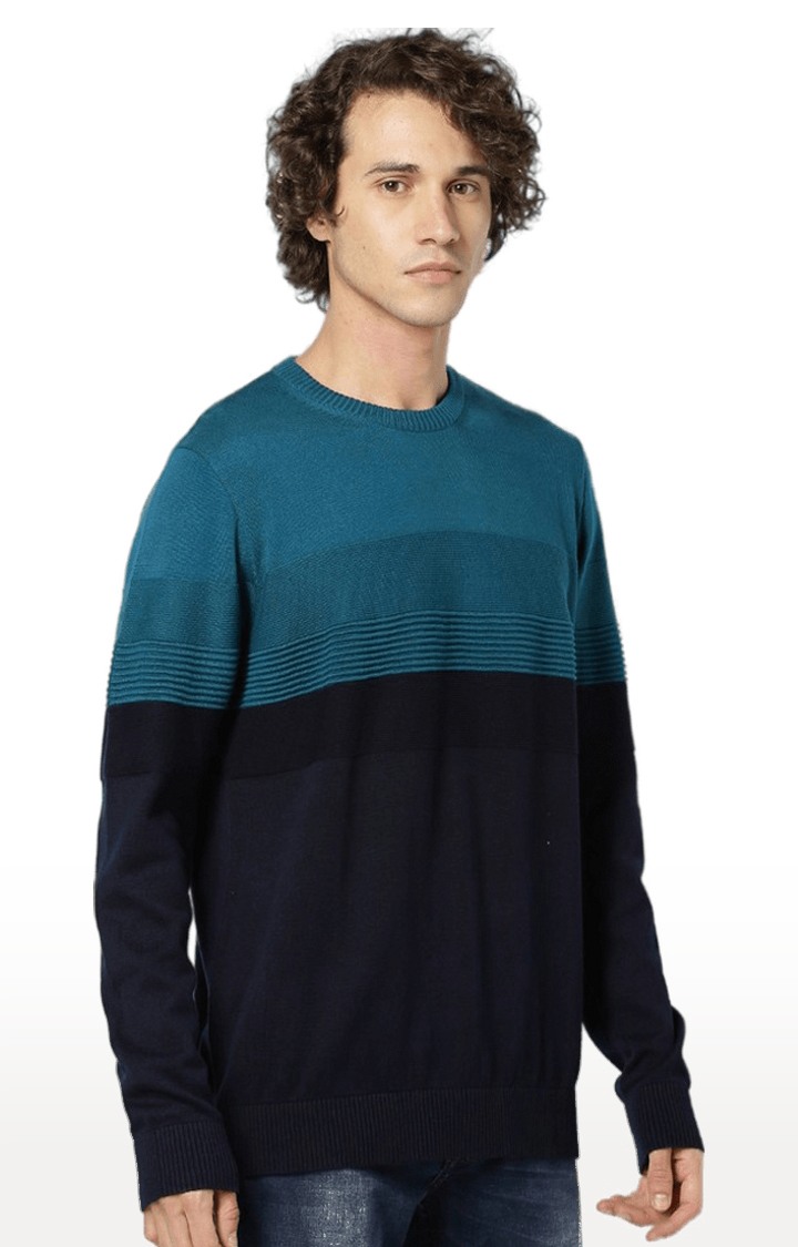 Men's Blue Colourblock Sweaters