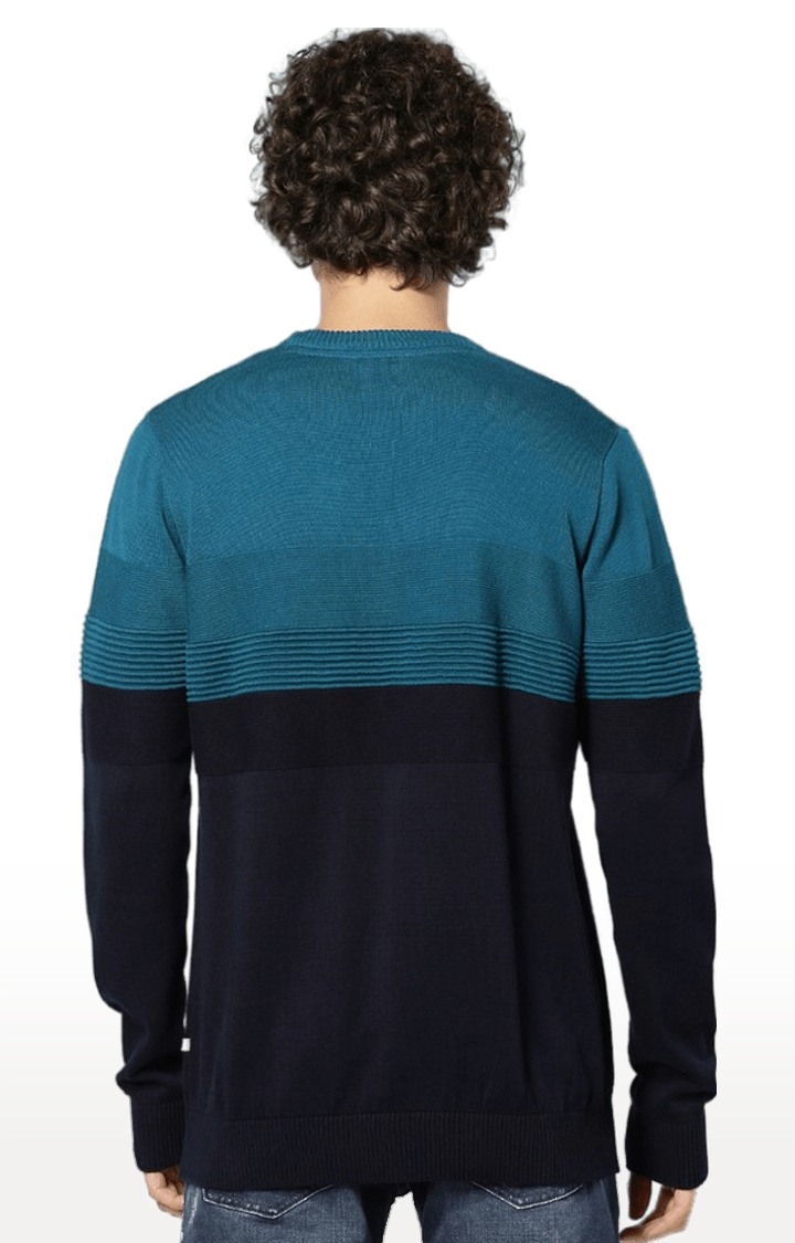 Men's Blue Colourblock Sweaters