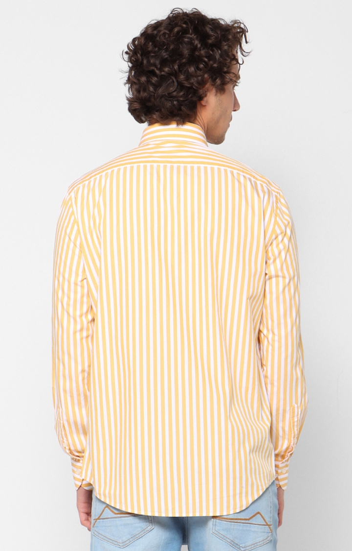 celio | Men's Yellow Striped Casual Shirts 3