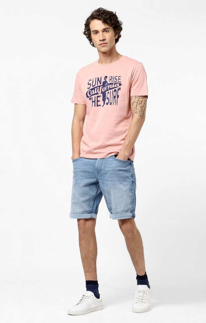 Men's Blue Cotton Solid Shorts