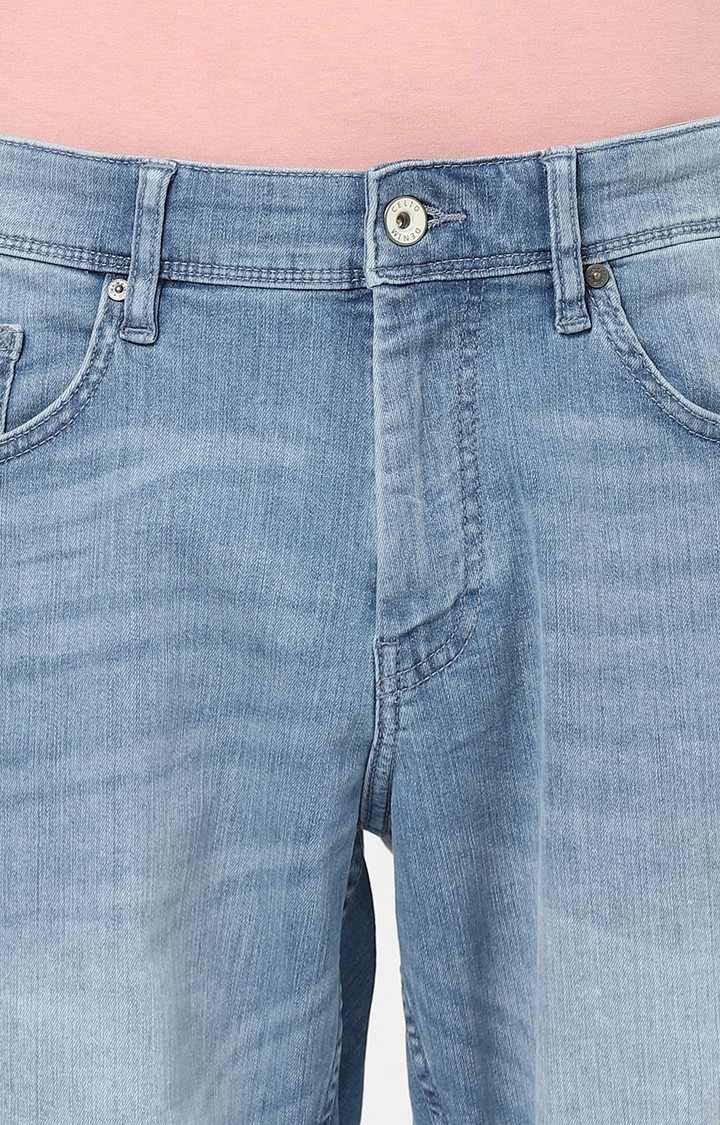 Men's Blue Cotton Solid Shorts