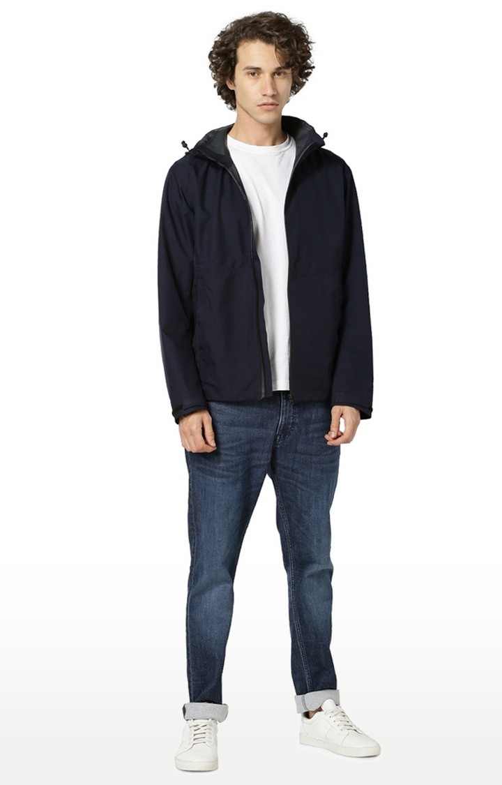 Men's Blue Solid Windcheater