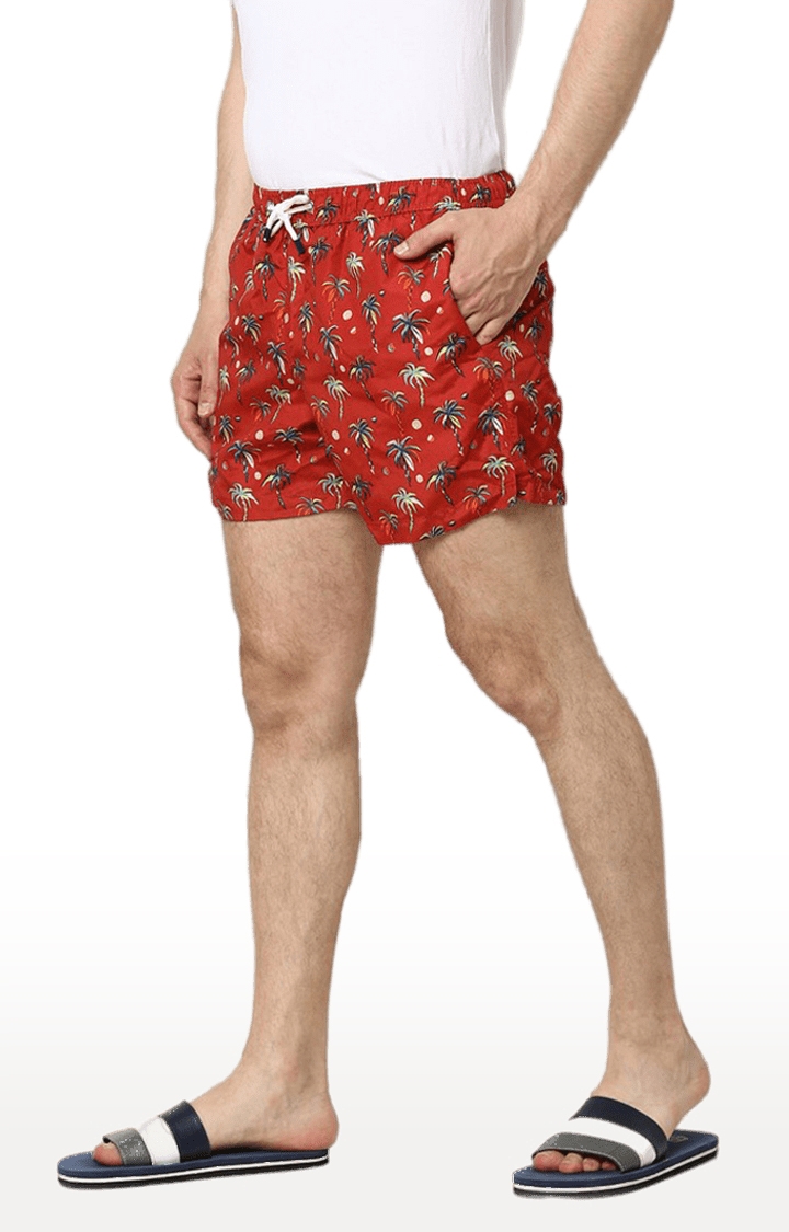 celio | Men's Red Polyester Printed Shorts 1