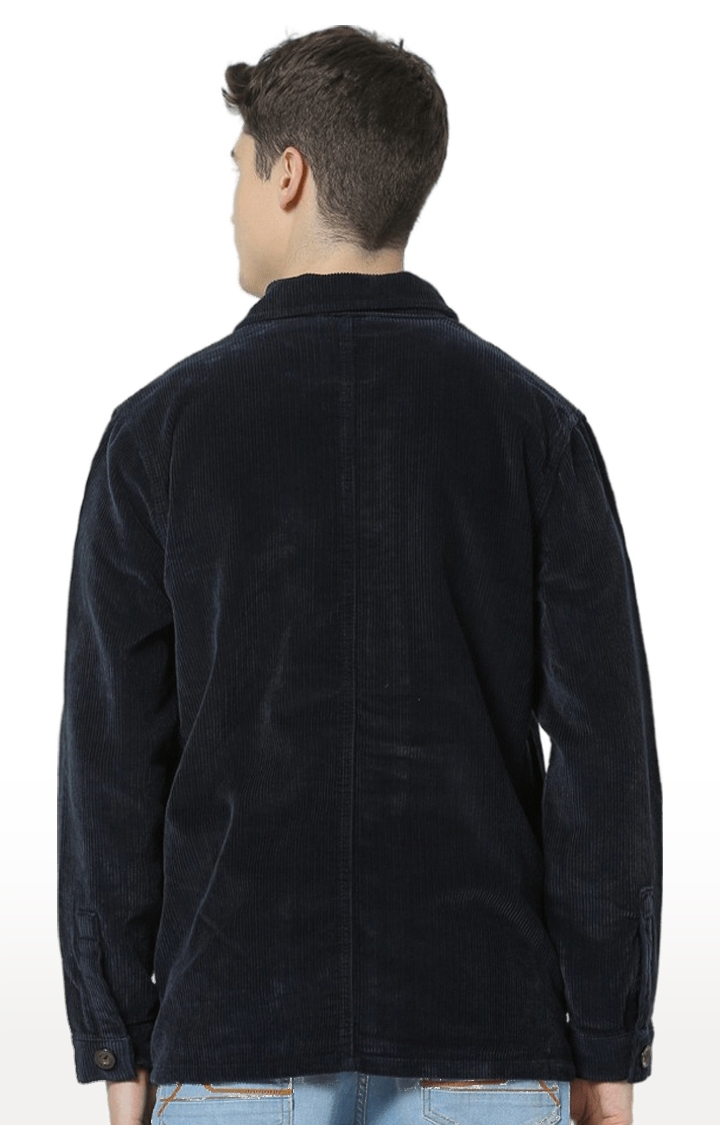 celio | Men's Blue Solid Denim Jackets 3