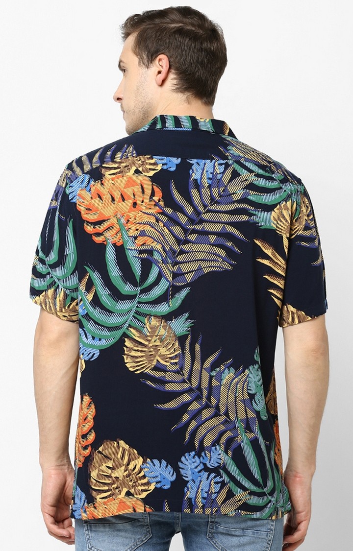 Men's Blue Printed Casual Shirts