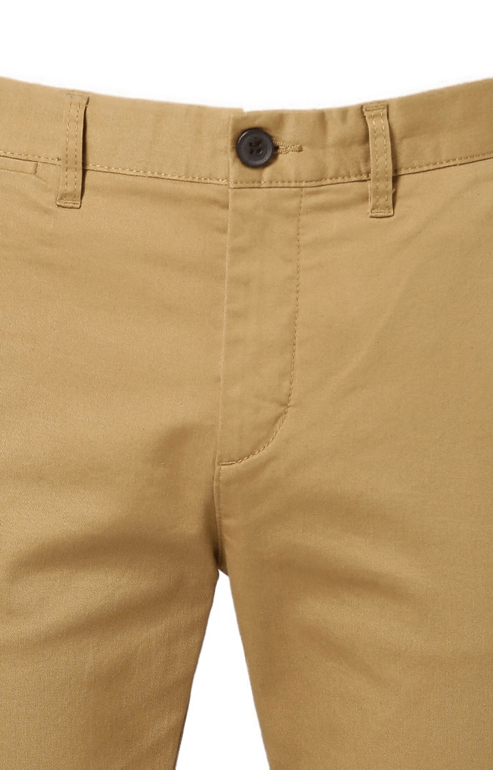 celio | Men's Brown Cotton Blend Solid Chinos 4