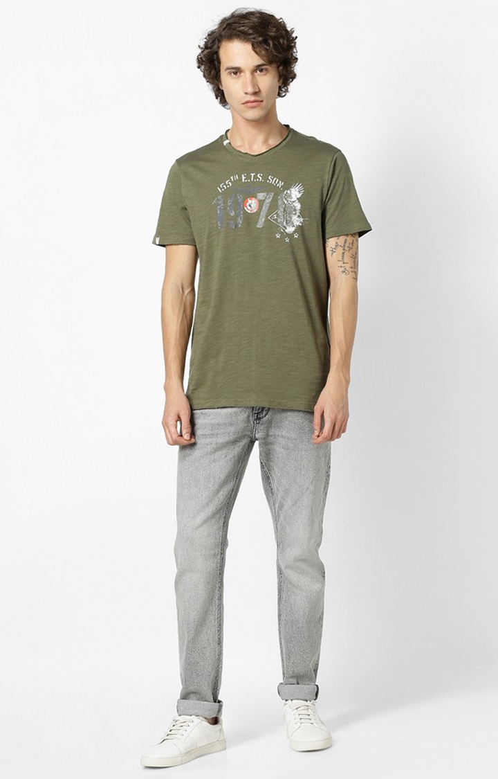 celio | Men's Green Solid Regular T-Shirts 1