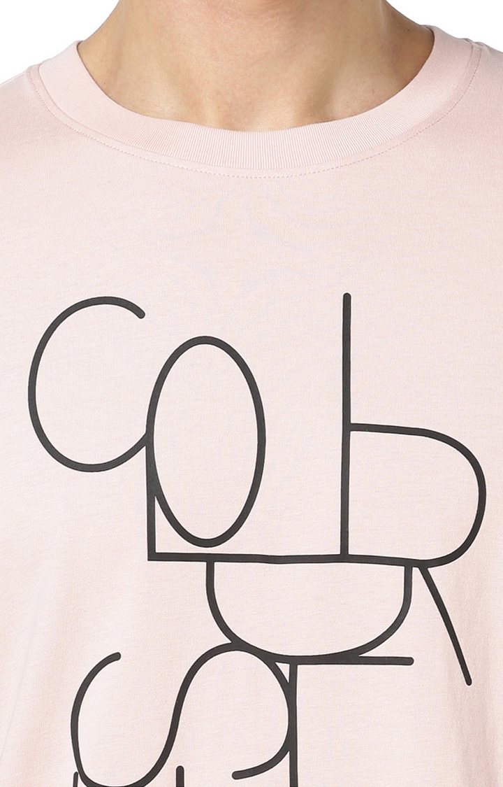 celio | Men's Pink Printed Regular T-Shirts 4