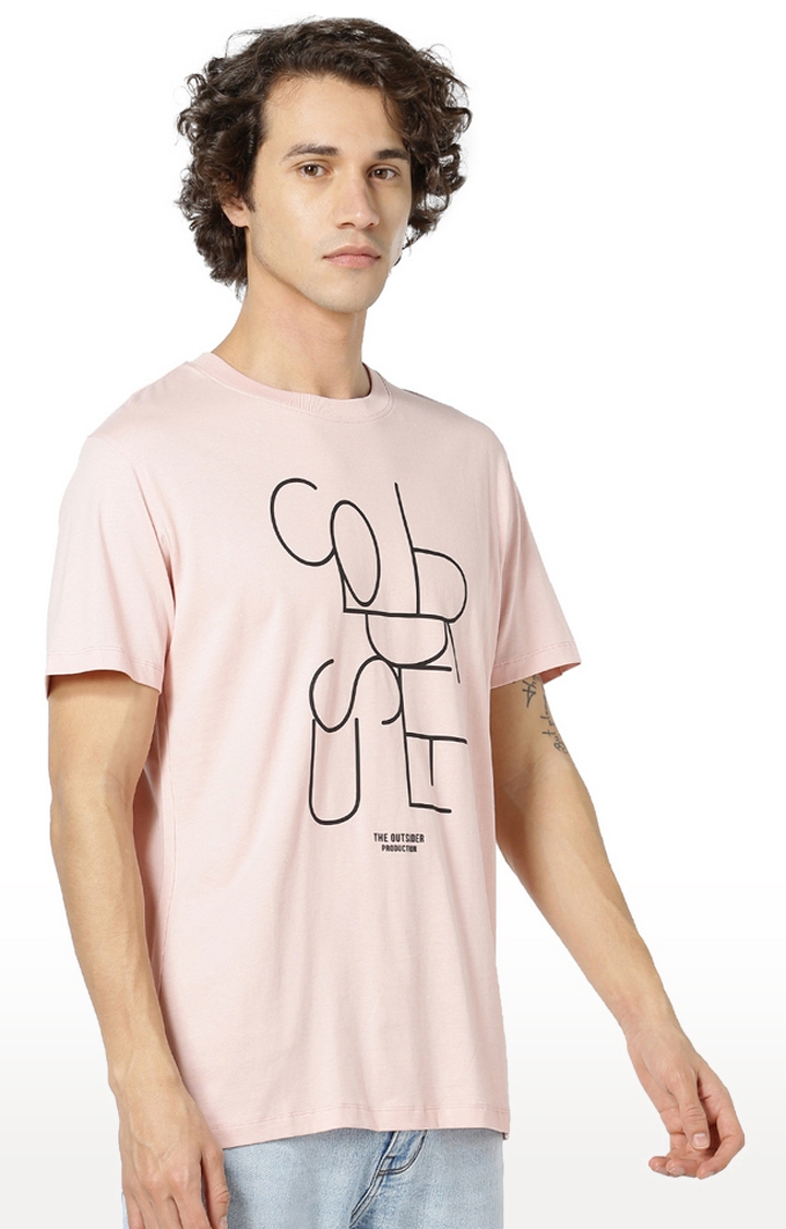 celio | Men's Pink Printed Regular T-Shirts 2