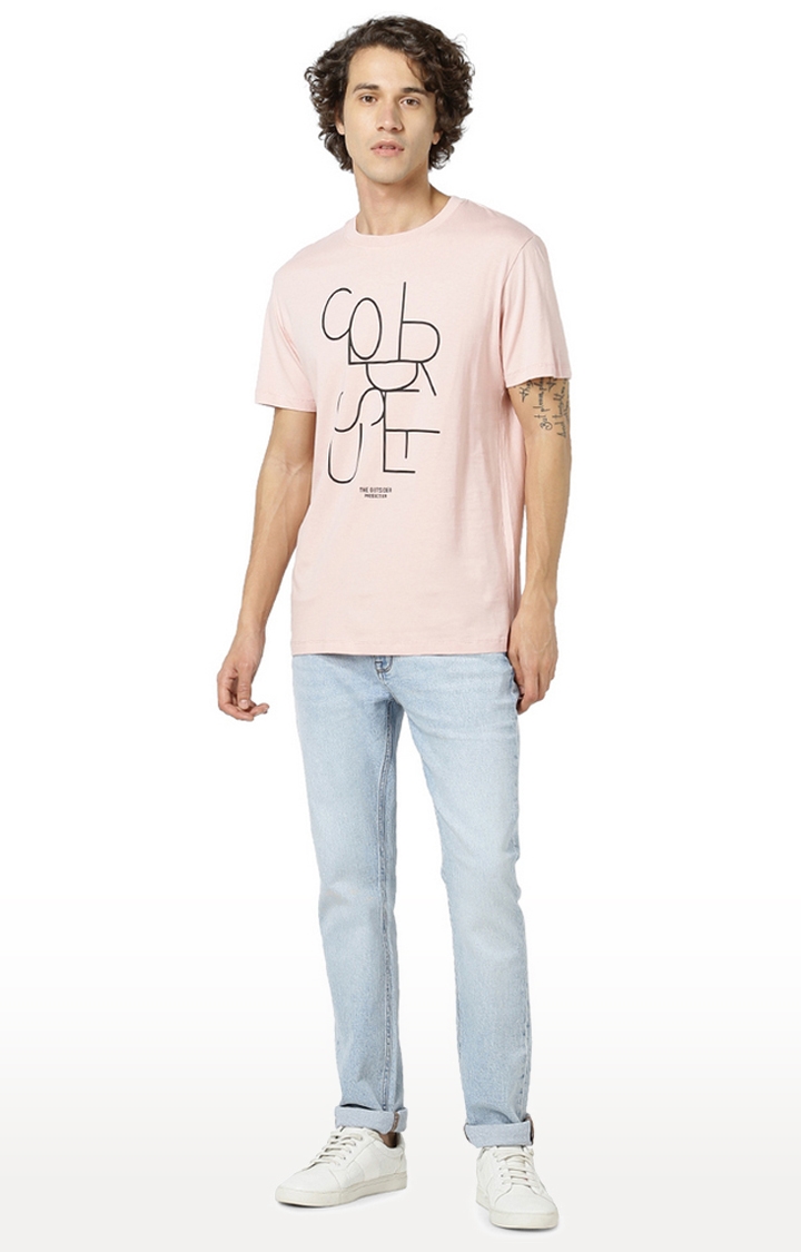 celio | Men's Pink Printed Regular T-Shirts 1