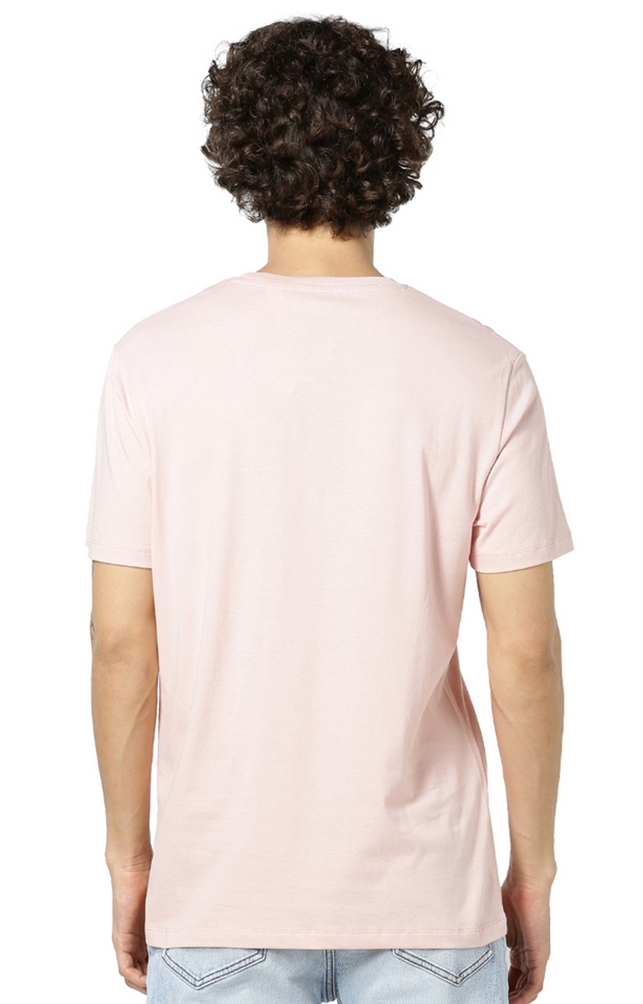 Men's Pink Printed Regular T-Shirts