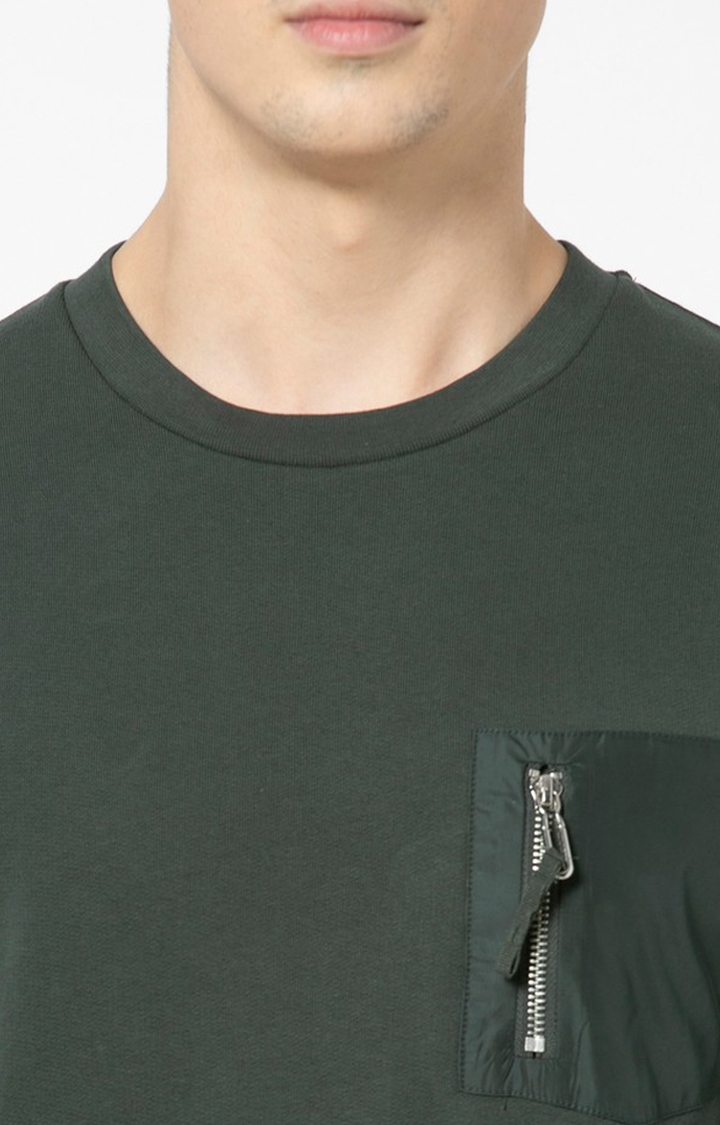 celio | Men's Green Solid Sweatshirts 4