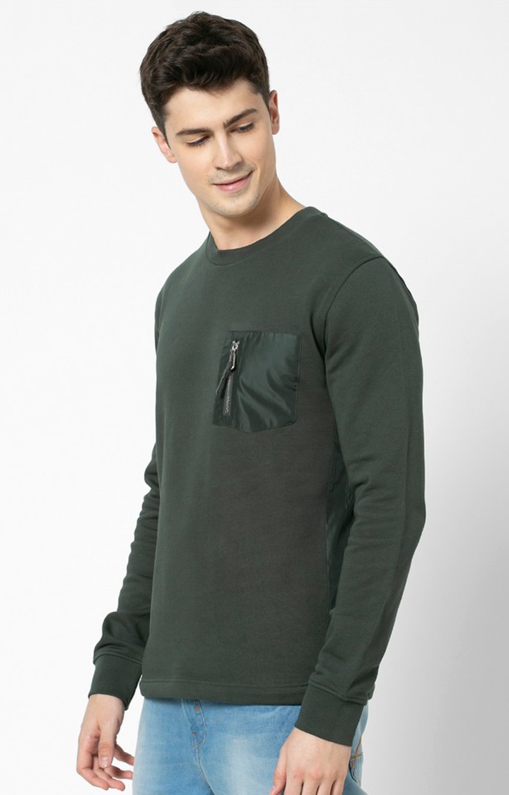 celio | Men's Green Solid Sweatshirts 2